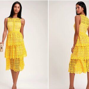 Yellow Lace Sleeveless Dress